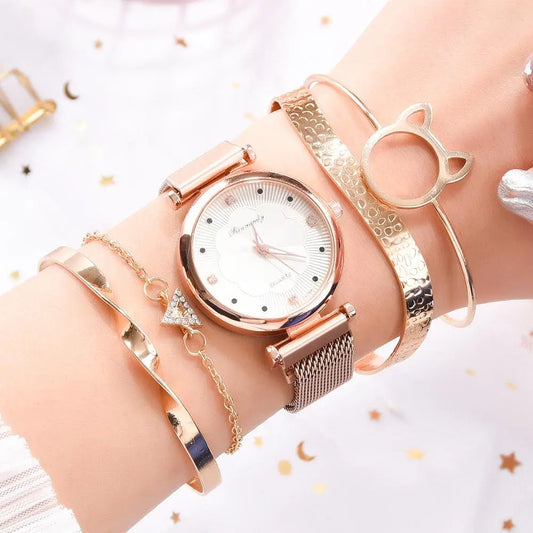 Mesh Strap Ladies Watch Set