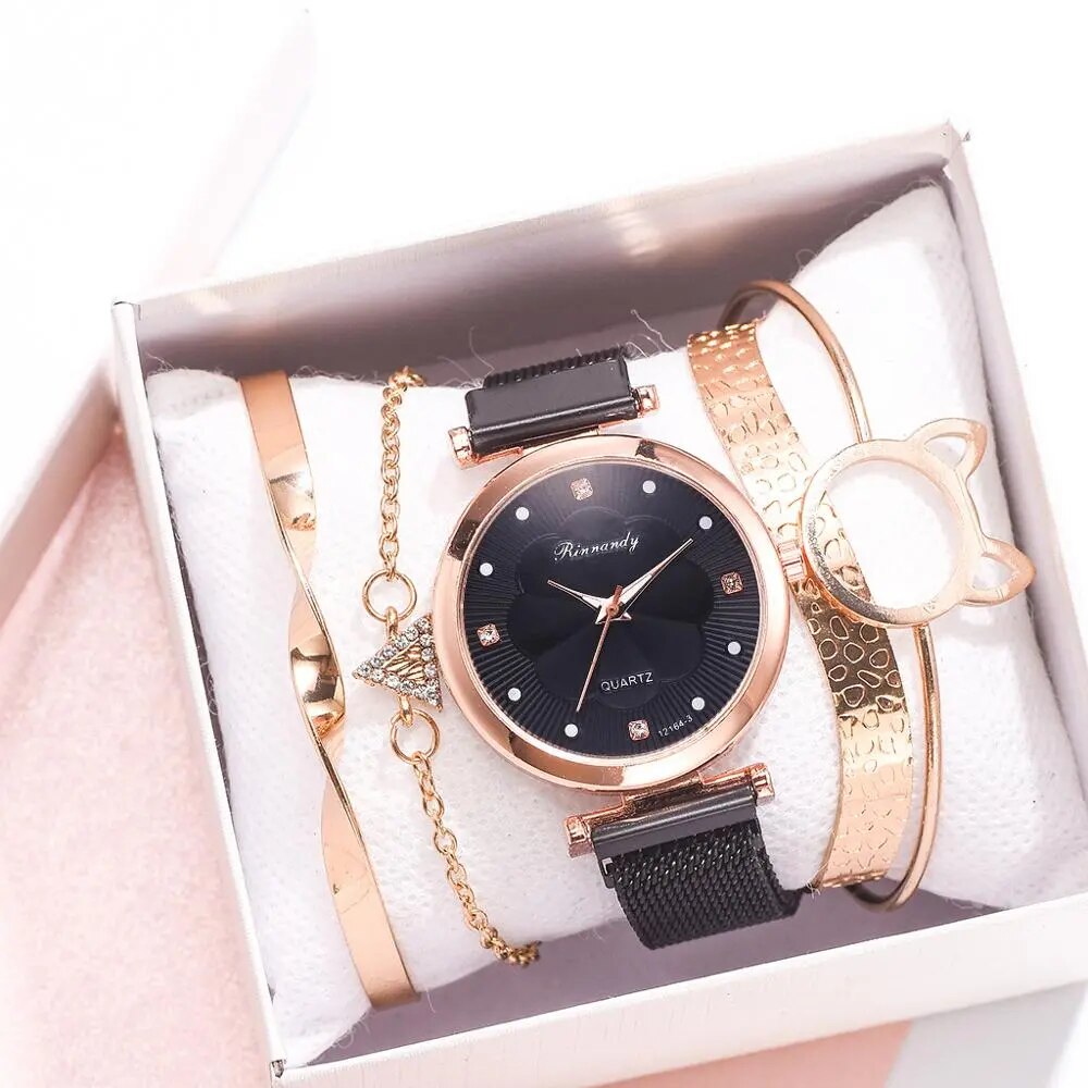 Mesh Strap Ladies Watch Set