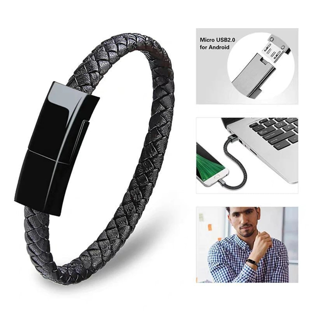 FlexiCharge Bracelet - USB Charging Cable for iPhone & USB-C Devices