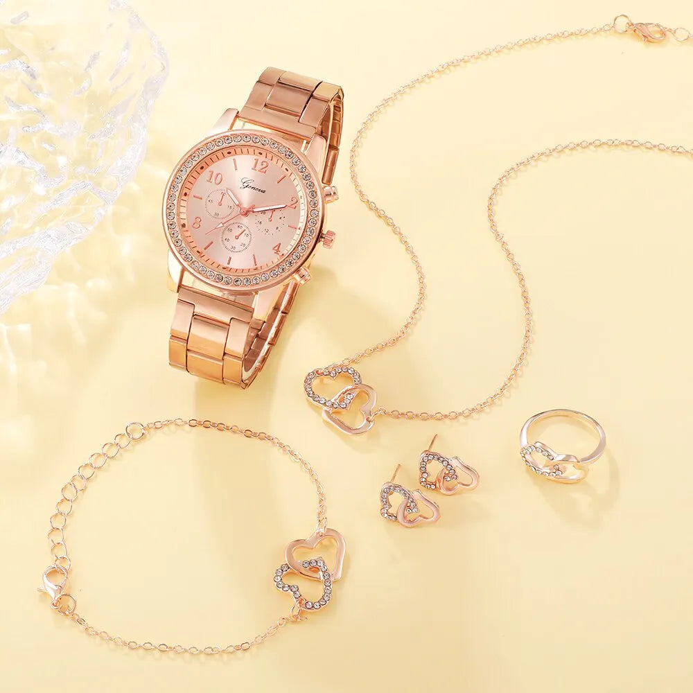 6 Pieces Set Rose Gold Luxury Watch