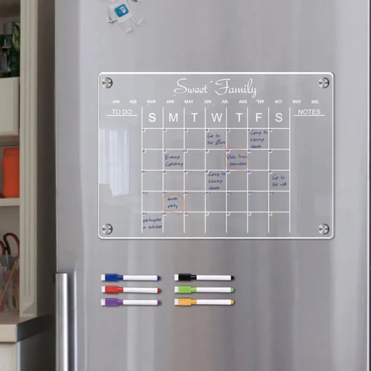 Fridge Magnet Sticker Calendar Weekly Planner Magnetic Dry Erasable whiteboard Schedule Transparent Acrylic Fridge Message Menu